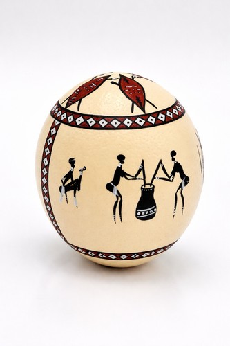 Uovo struzzo decorato a - struzzo,