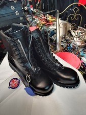 Anfibi Paracadutisti punta acciaio Nevermind vera pelle nera suola carrarmato 