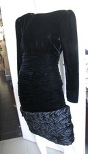 FONTANA COUTURE VESTITO VINTAGE ANNI 70 DONNA NERO ( TAGLIA 40 )