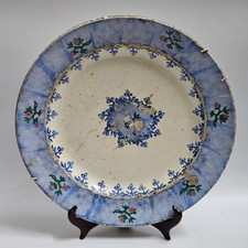 Antico GRANDE PIATTO DA PARETE PORCELLANA Ceramica Mondovì Musso epoca 1879-1897