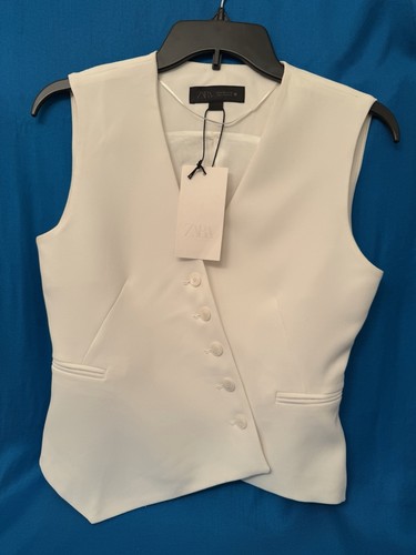 Zara tuta bianca viscosa gilet - bianca,