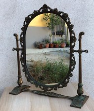 Grande specchio da tavolo- toeletta vintage in ottone