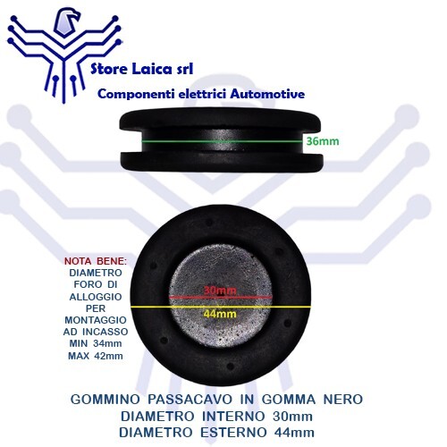 Gommino passacavo gomma - passacavo, in