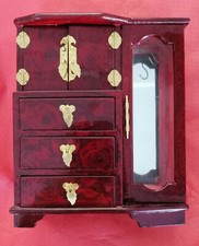 COFANETTO ARMADIETTO PORTA GIOIE GIOIELLI  BIGIOTTERIA BIJOU LEGNO CM.30X24X12