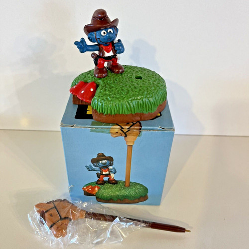 Vtg smurf pen - desk, set