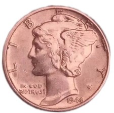 1944-P Mecury Dime 10c 90% moneta argento a scelta AU (TK-104)