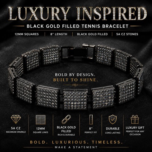 Bracciale tennis quadrato - quadrato, 8”