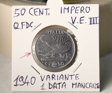 Regno d'Italia 50 centesimi impero anno 1940 variante manca 1 della data