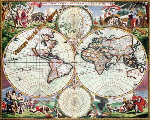 Poster vintage anni 1670 - , mappa