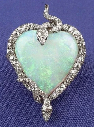 Spilla serpente cuore opale - , di