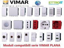 MODULI COMPATIBILI VIMAR PLANA PRESE INTERRUTTORI USB PULSANTI TV DIMMER DATI
