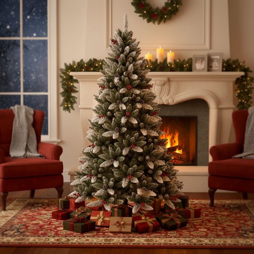 Albero natale innevato - natale, con
