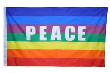 BANDIERA DELLA PACE FLAG PEACE NO WAR MOVIMENTO PACIFISTA ARCOBALENO cm 90x150