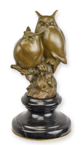 Scultura bronzo due gufi - bronzo,