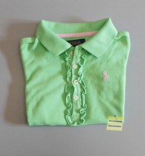 T-shirt maglietta estiva Polo Ralph Lauren Bambina Verde Rosa 5 anni Bottoni