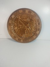 Piatto In Rame Sbalzato Da Parete -PESCATORE- SCANNO- Diam 29 Cm