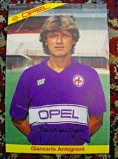 FOTO A CARTOLINA ORIGINALE CARD ANTOGNONI FIORENTINA 1985 OPEL + PANINI     