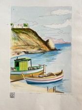 Dipinto Aldo Riso Certificato 50x35 "Presso Castro" Quadro Nuovo Originale