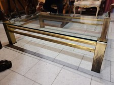 Tavolino da salotto in ottone e cristallo, Italia, degli anni '70