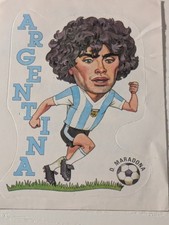 Figurina Panini anni '80 Maradona caricatura Argentina Adesivo Stickers raro