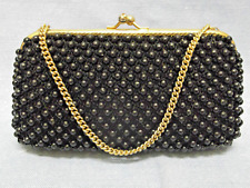 BORSETTA DA SERA POCHETTE NERA CON PERLINE RIGIDA