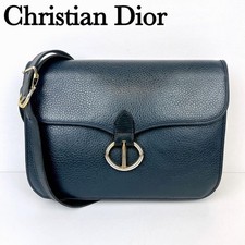 Borsa a tracolla Dior vintage logo CD in pelle blu navy autentica F09272233