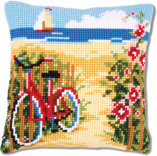 Kit Punto Croce in Spiaggia Set Ricamo Principianti Cuscini Gobelin Decorativi A
