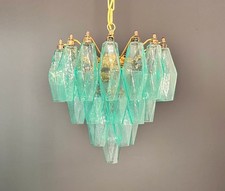 Elegant Murano turquoise Poliedri Chandelier - Carlo Scarpa design