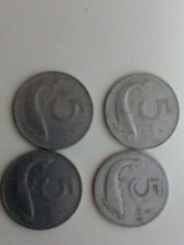 Lotto di 4 monete da 5 lire