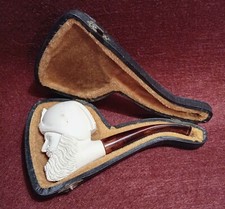 Pipa vintage in schiuma di mare  - pipe meerschaum - con custodia in pelle 