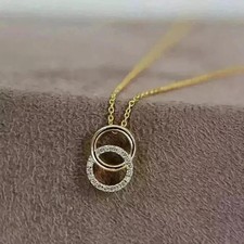 Ciondolo donna diamante creato in laboratorio taglio tondo 2 ct placcato oro giallo 14 carati