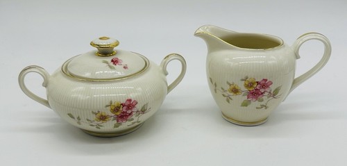 Vintage sugar and creamer - sugar, rose