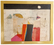 Quadro - Paesaggio notturno astratto ' La casa nera' Angelo Palazzini