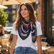 Sciarpa vintage blu navy rosso