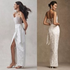 Abito V. Chapman Jeanine bianco chantilly pizzo senza spalline NUOVO con etichette