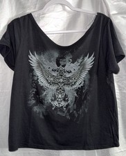 Cross wings grunge tattoo top - cross,