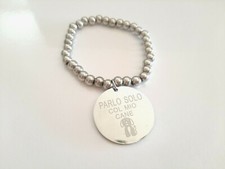 BRACCIALE DONNA RAGAZZA ELASTICO ACCIAIO CON PENDENTE CANE NUOVO IDEA REGALO