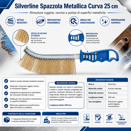 Spazzola metallica curva 25cm - spazzola,