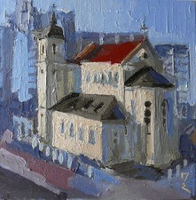 Dipinto Olio Originale Città