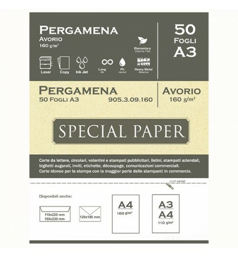 Carta bapi pergamena avorio - carta, a3