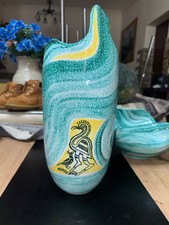 Vaso e vassoio in ceramica firmato FIAMMA d'antiquariato anni 60/90