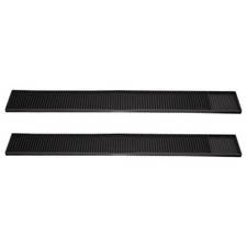 1 Set 2PCS PVC Oblong Bar Tappetini Anti-skid Tabella del servizio bar (nero)