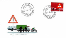 Lussemburgo 1970 sicurezza stradale, biciclette, autobus, auto, segnaletica stradale FDC