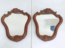 Coppia di specchi antichi con cornice in legno barocco da parete vintage 40 cm