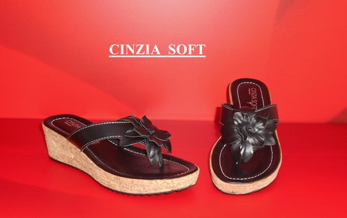 Infradito pelle con zeppa - in,