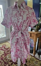 Abito donna Robert Graham Carolina rosa e bianco stile camicia con cintura taglia M