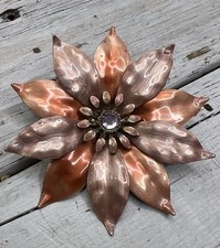 Spilla fiore smaltato pesca crema vintage anni 70 bigiotteria costume bella 🧡