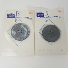 Vintage BW Fashion-Nite Four Hole Flat Button New Old Stock Large Gray Shiny
