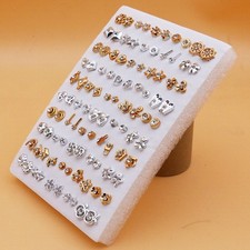 50 paia orecchini a perno in plastica leggera con strass vari stili