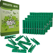 Eco – 40 Mollette per Bucato Grandi E Resistenti, in Plastica Riciclata Al 95%, 
